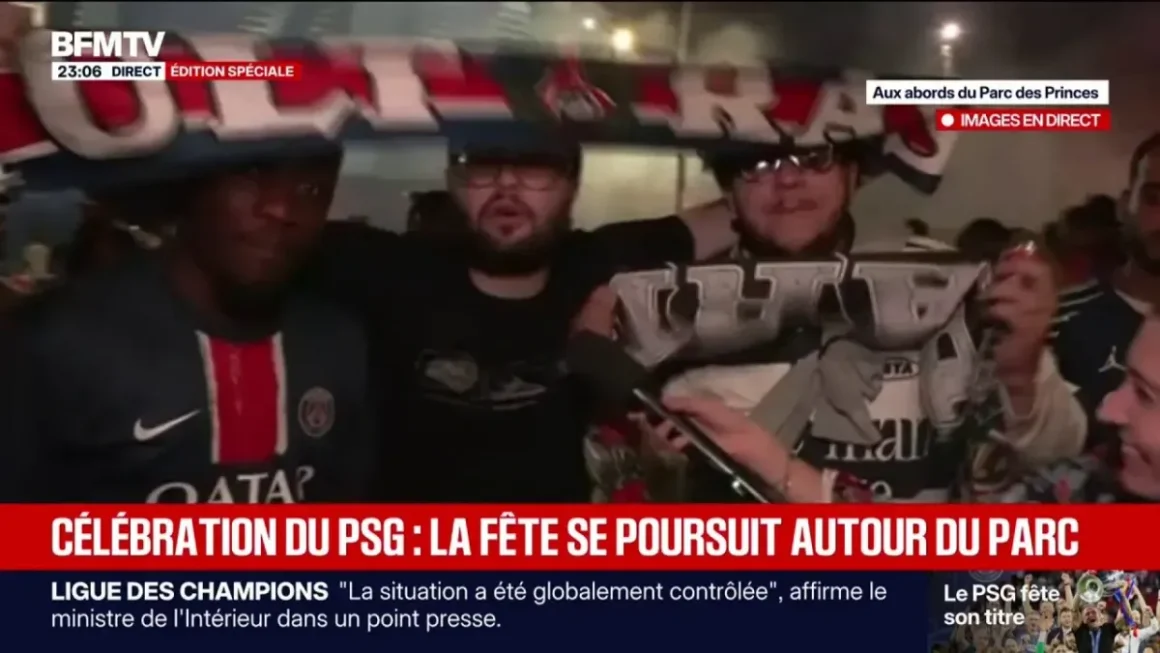Les festivités des supporters après le match au Parc des Princes