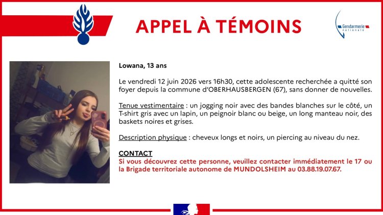 6de1f562-ea57-4973-8768-5dc11e82a2f9 Appel à témoins : Disparition inquiétante de Lowana à Oberhausbergen