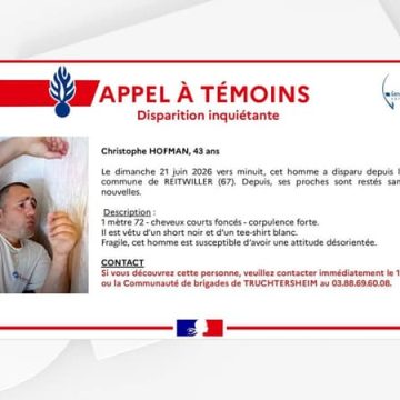 Disparition inquiétante de Christophe Hofman à Reitwiller