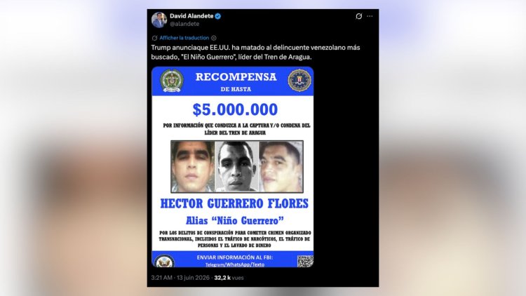 eda3c7cd-91e2-49a5-92c4-18d59ee1e936 Mort de Niño Guerrero, chef du gang vénézuélien Tren de Aragua