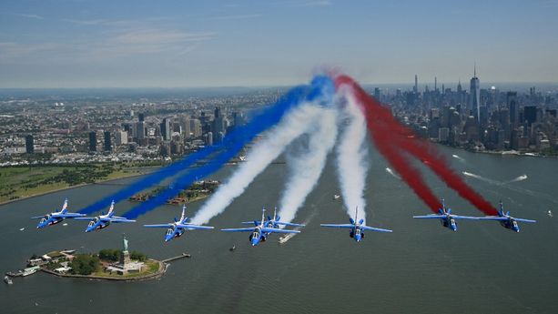 US-FRANCE-AIR SHOW La Patrouille de France célèbre l’anniversaire de l’indépendance américaine