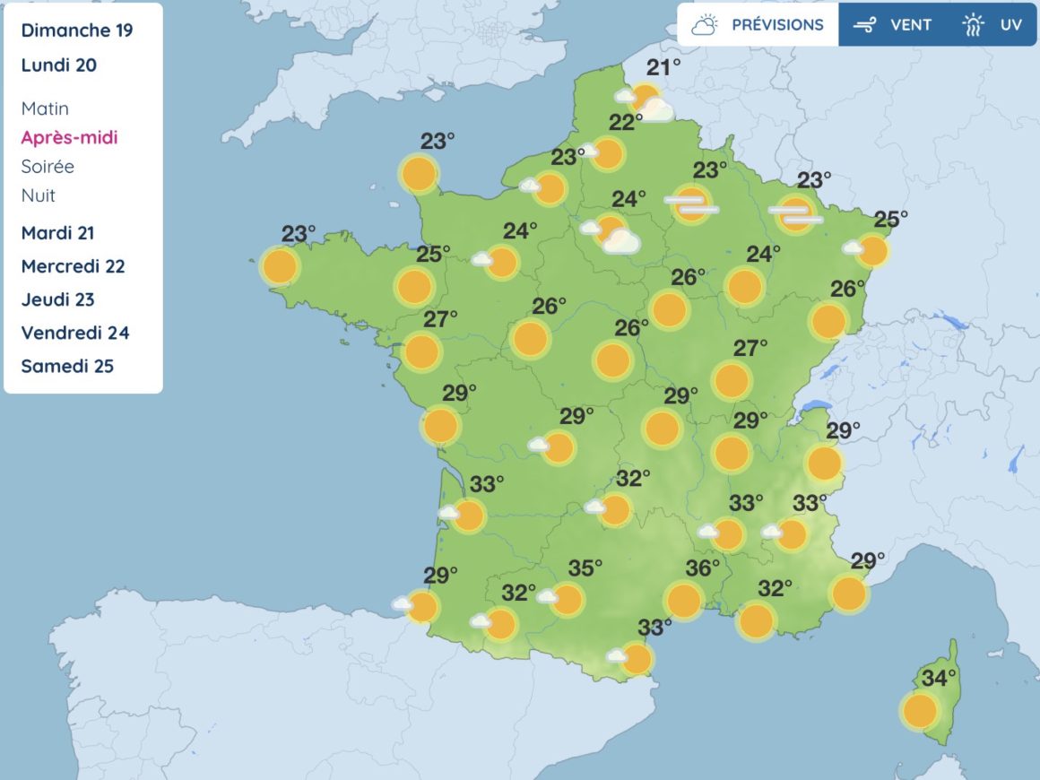 4b23aed6-3456-4202-8918-e31afa0fa5b3 Prévisions météorologiques : Semaine estivale en France avant une perturbation