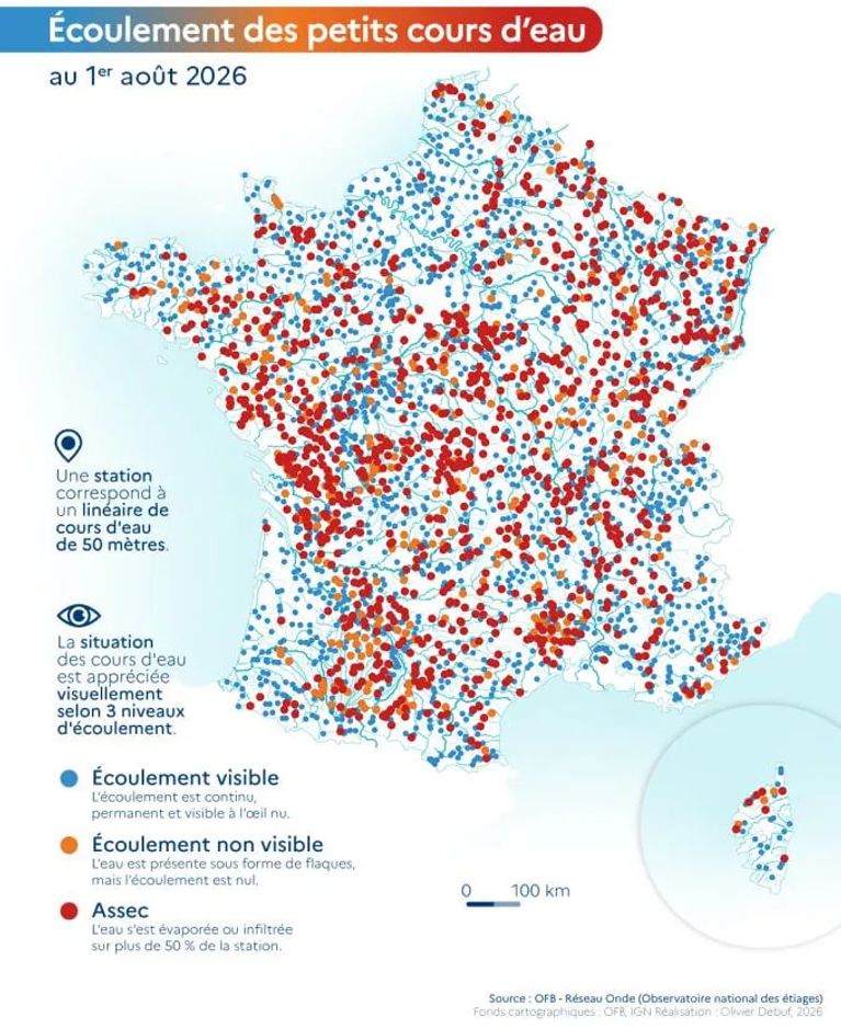 3d955942-7202-4163-80eb-ee70111858f7 Sécheresse critique des cours d’eau en France : rapport de l’OFB