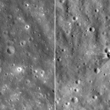 Images de la Nasa du cratère sur la Lune créé par Falcon 9
