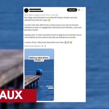 Un robot de livraison autonome plonge dans l&rsquo;eau: une vidéo générée par IA