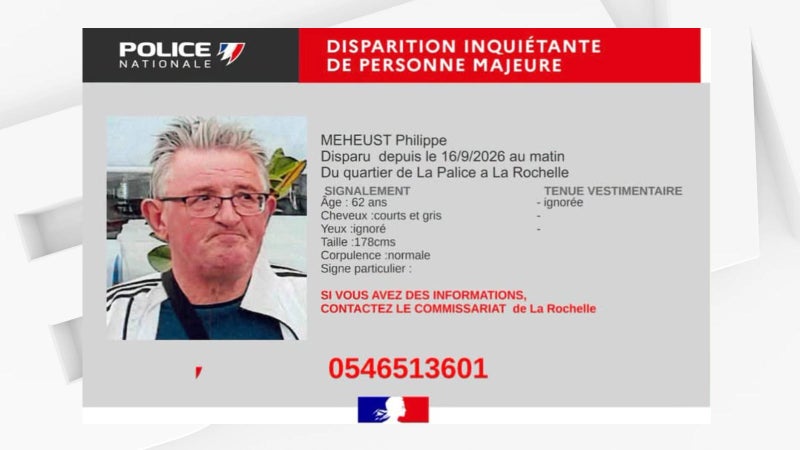 0868369f-4aef-4fce-86c8-51afb986cc3c Disparition de Philippe Meheust : Appel à témoins lancé par la police de Charente-Maritime