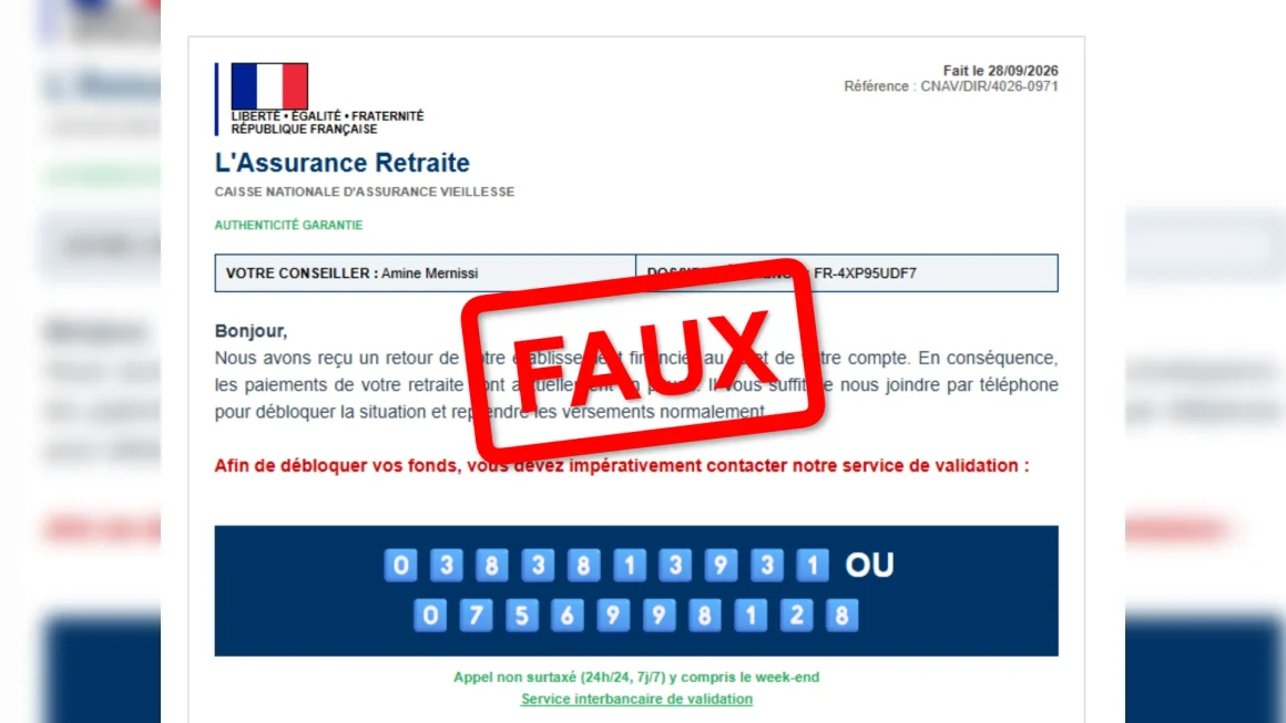 Avertissement sur un mail frauduleux usurpant la CNAV
