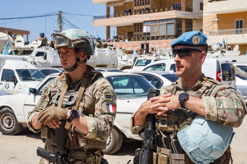LEBANON UNIFIL FOOD AID DISTRIBUTION IN SOUTHERN LEBANON Présence militaire française au Proche et Moyen-Orient